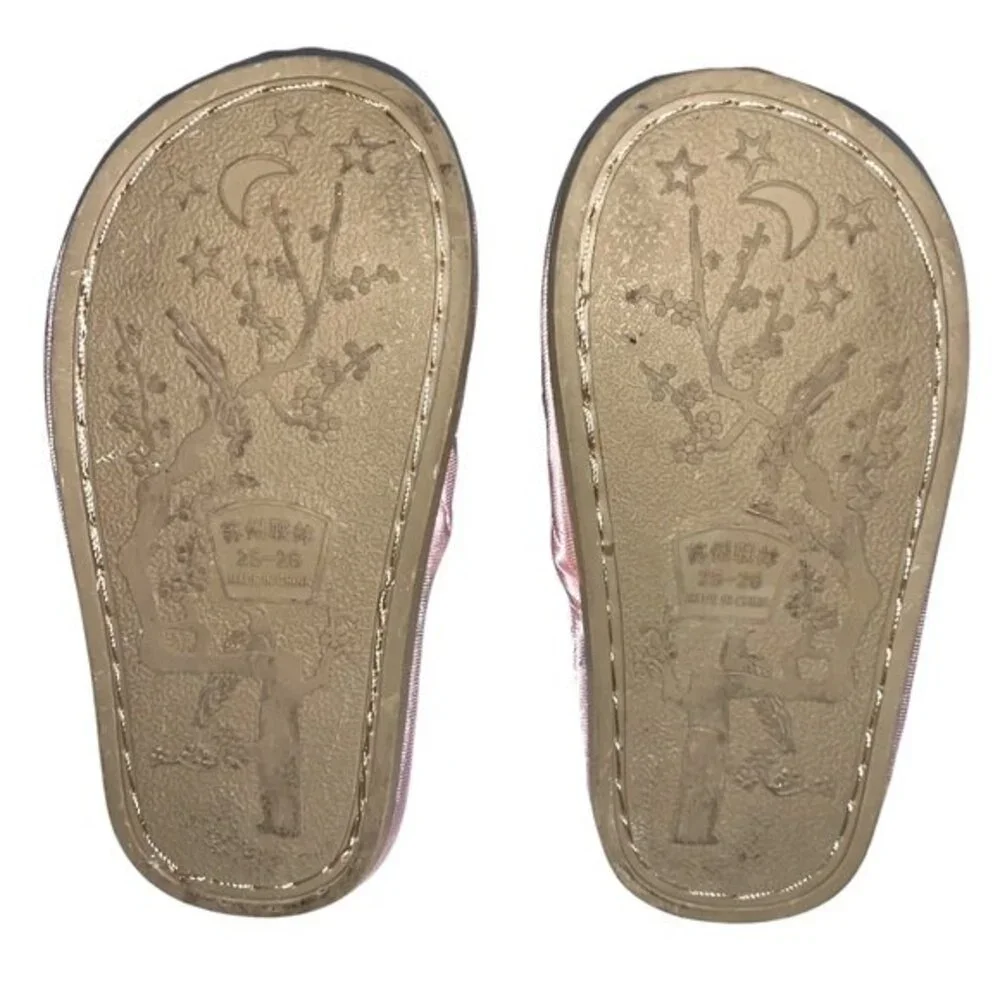 Pink Silk Chinese Knot Asian Slipper Slip On Toddler Oriental Heritage Shoes